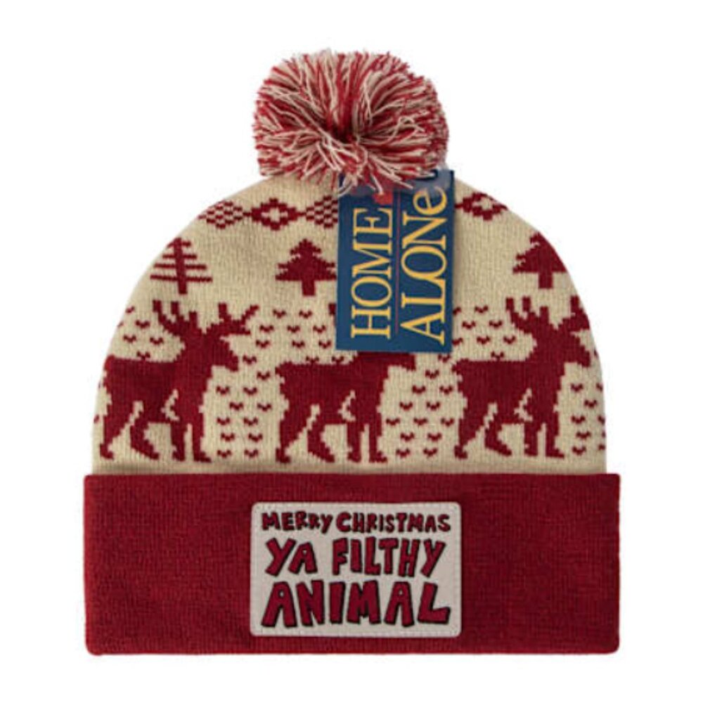 New Home Alone Christmas Beanie Ugly Sweater Classic Film Movie Holiday Pom Knit
